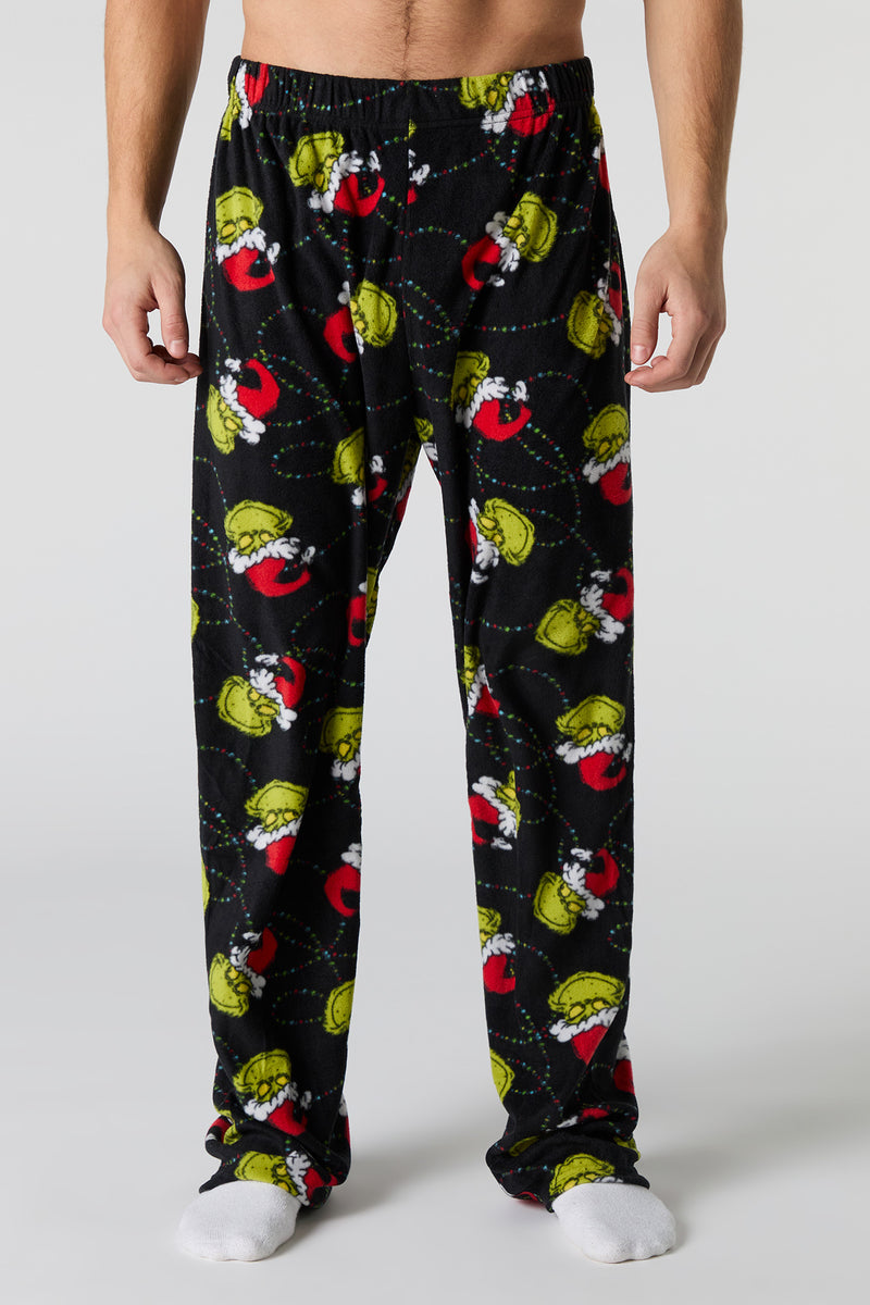 Grinch Christmas Printed Fleece Pajama Bottoms