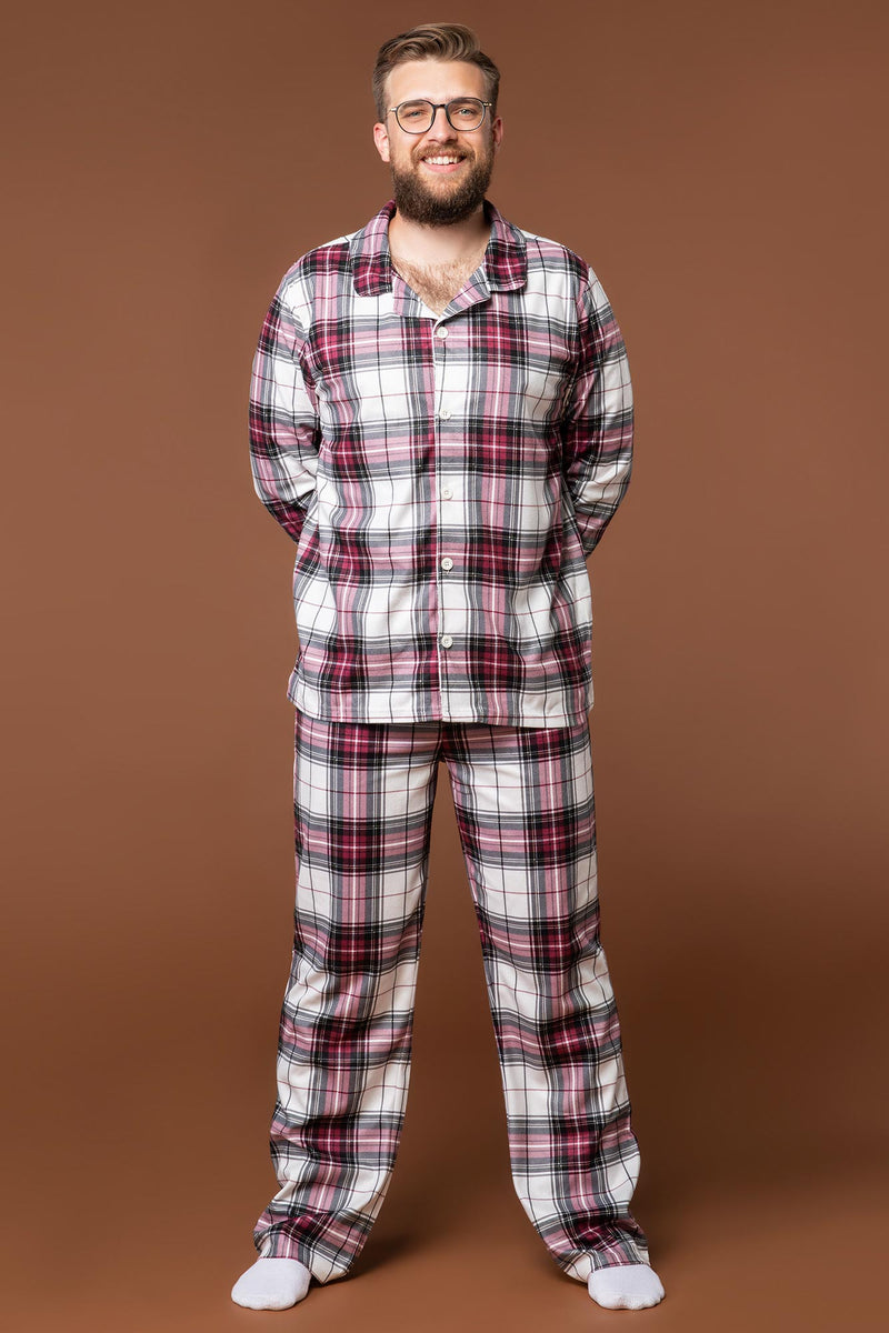 Mens Matching the Family Plaid Flannel 2 Piece Pajama Set