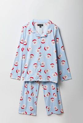 Mens Matching the Family Santa Flannel 2 Piece Pajama Set