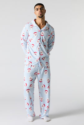 Mens Matching the Family Santa Flannel 2 Piece Pajama Set