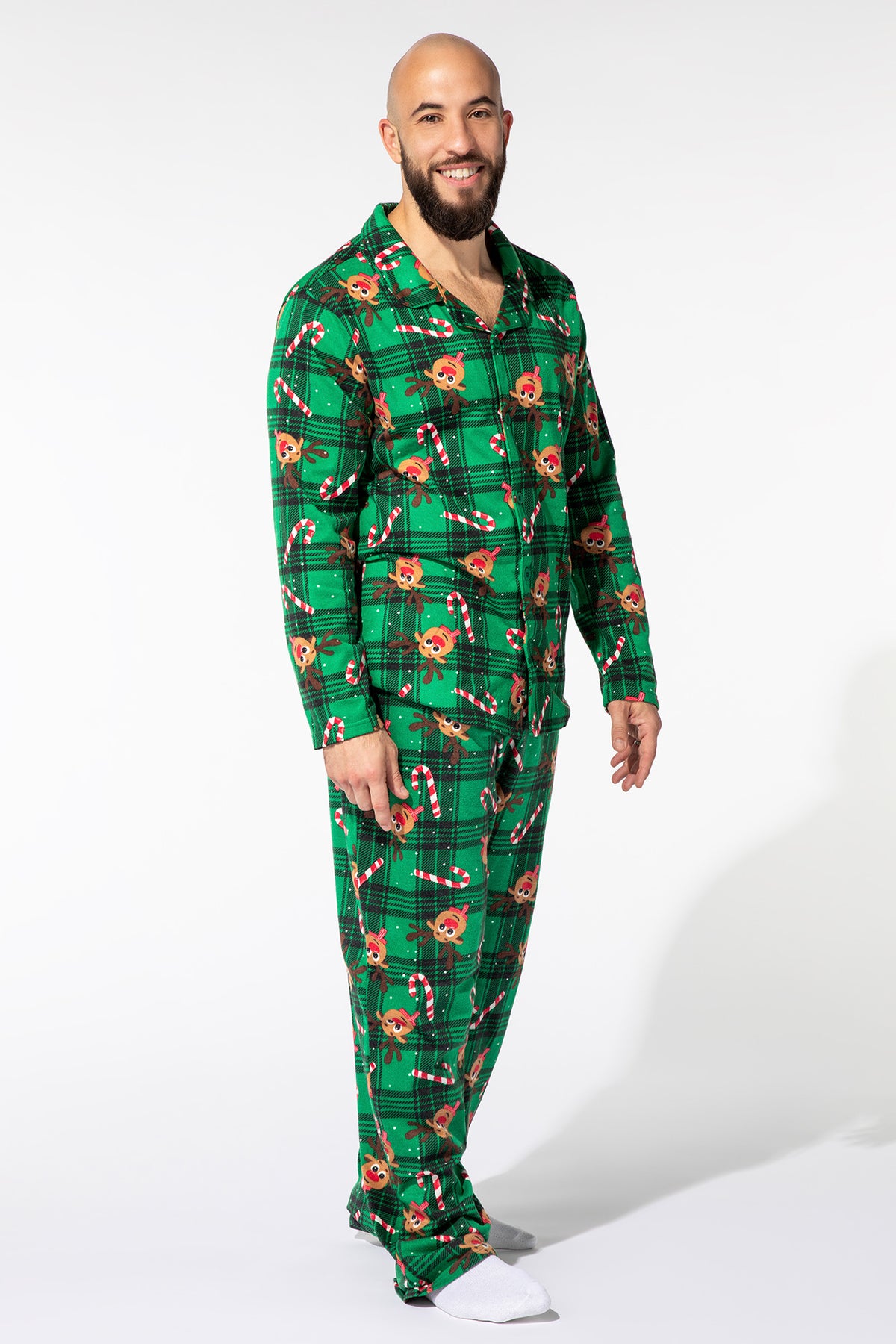 Mens Matching the Family Rudolph Flannel 2 Piece Pajama Set