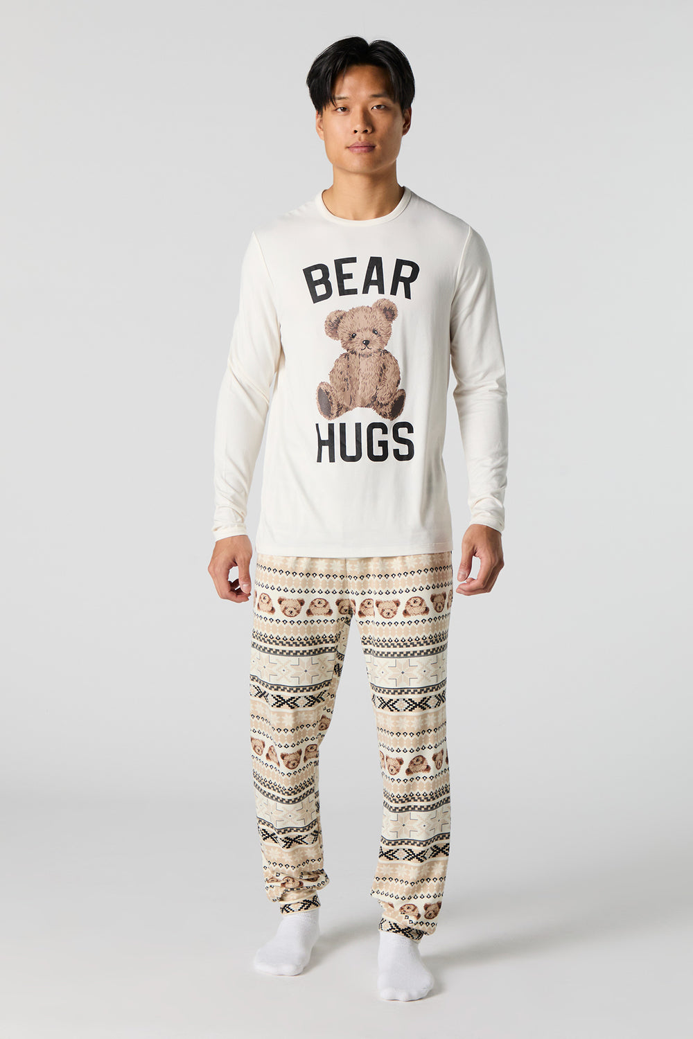 Mens Matching the Family Bear Hugs 2 Piece Pajama Set Mens Matching the Family Bear Hugs 2 Piece Pajama Set 1