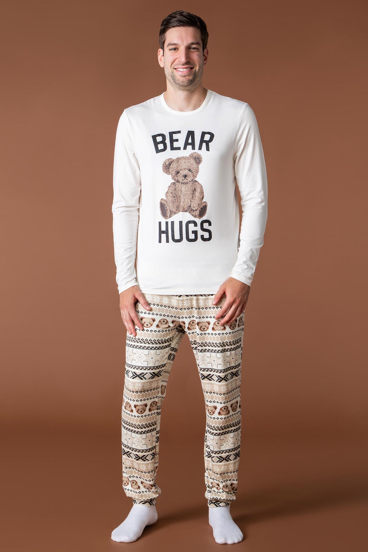 Mens Matching the Family Bear Hugs 2 Piece Pajama Set