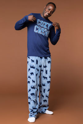 Mens Matching the Family Cozy Crew 2 Piece Pajama Set