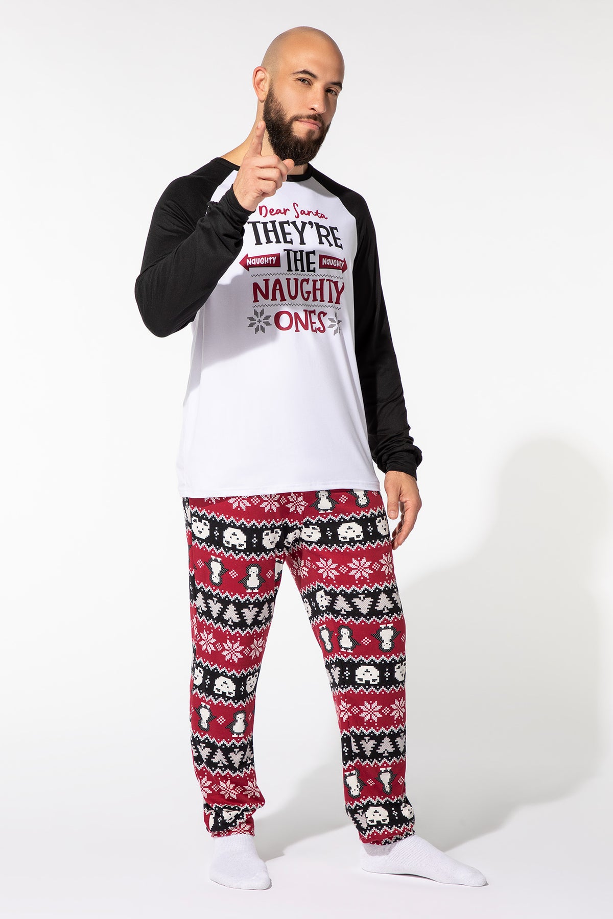 Mens Matching the Family Naughty or Nice 2 Piece Pajama Set