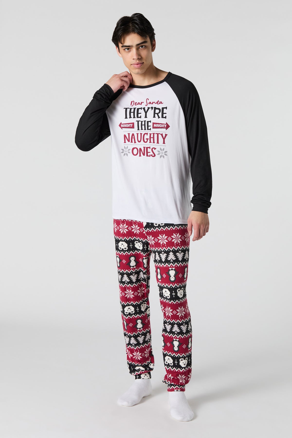 Mens Matching the Family Naughty or Nice 2 Piece Pajama Set