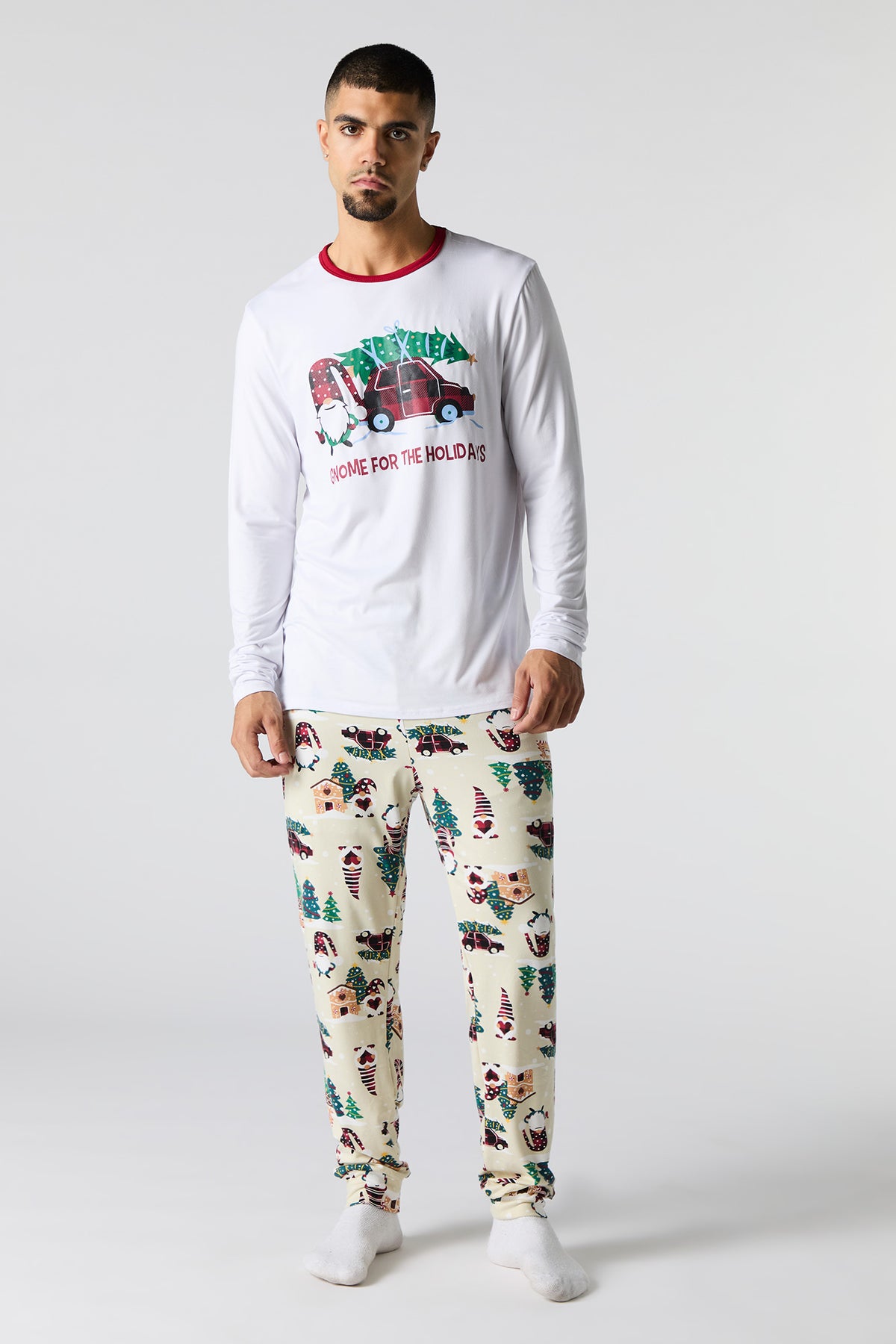 Mens Matching the Family Gnome For the Holidays 2 Piece Pajama Set