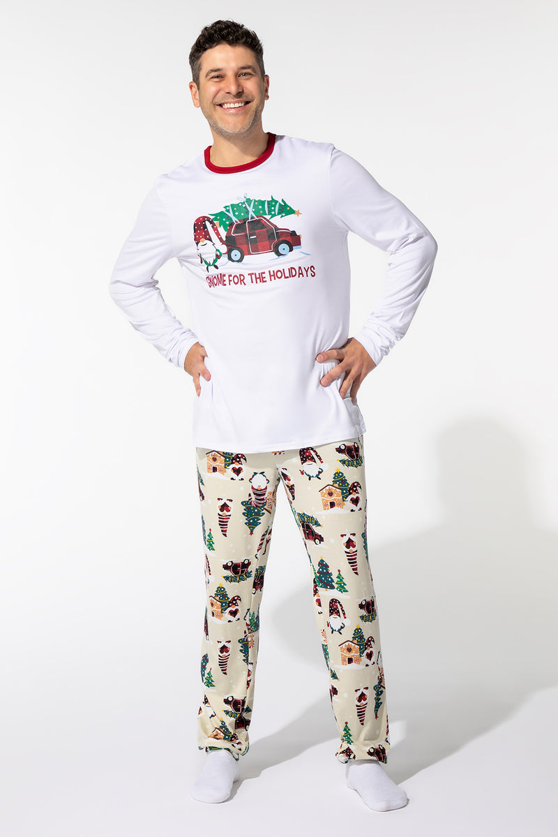 Mens Matching the Family Gnome For the Holidays 2 Piece Pajama Set