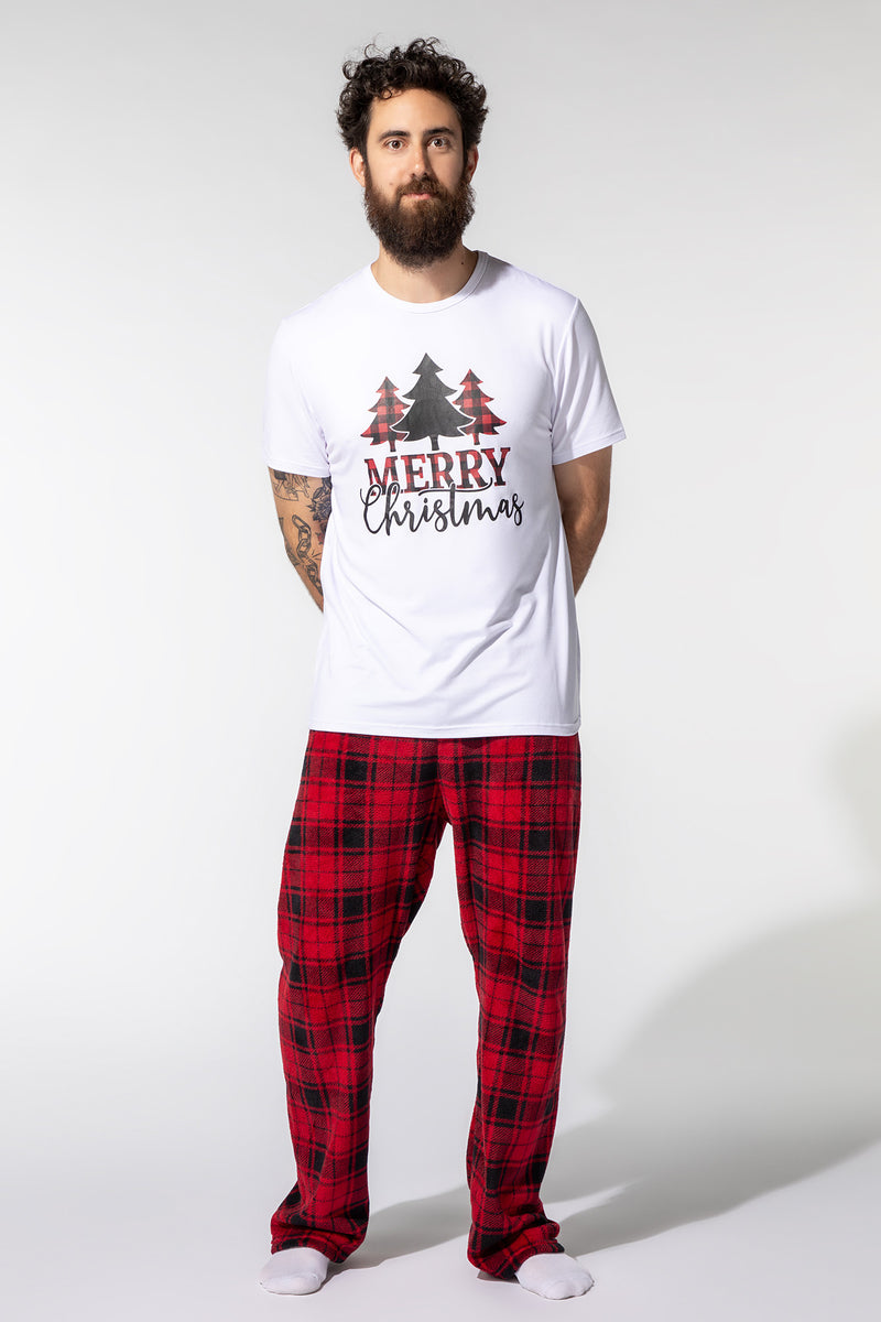 Mens Matching the Family Merry Xmas 2 Piece Pajama Set