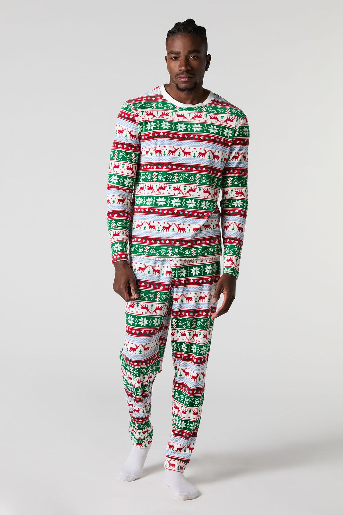 Mens Matching the Family Holiday Fair Isle 2 Piece Pajama Set