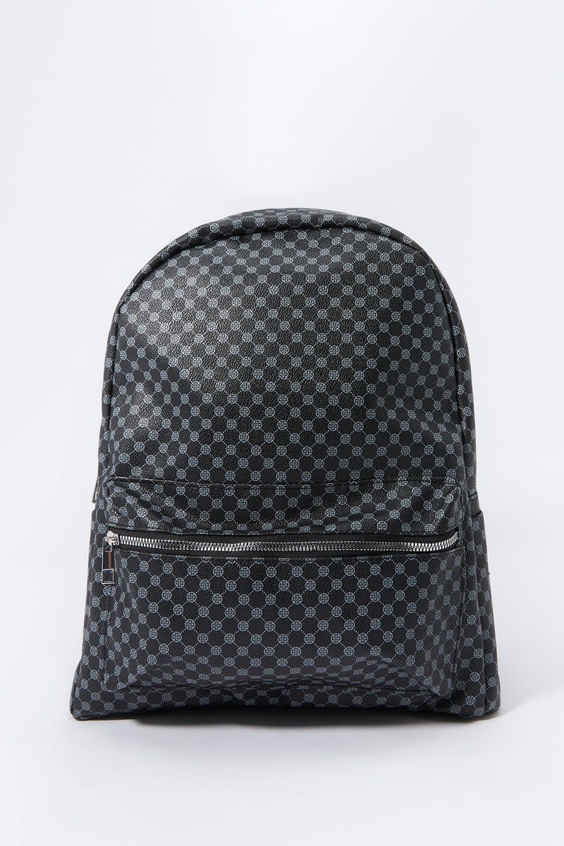 Faux Leather Status Print Backpack