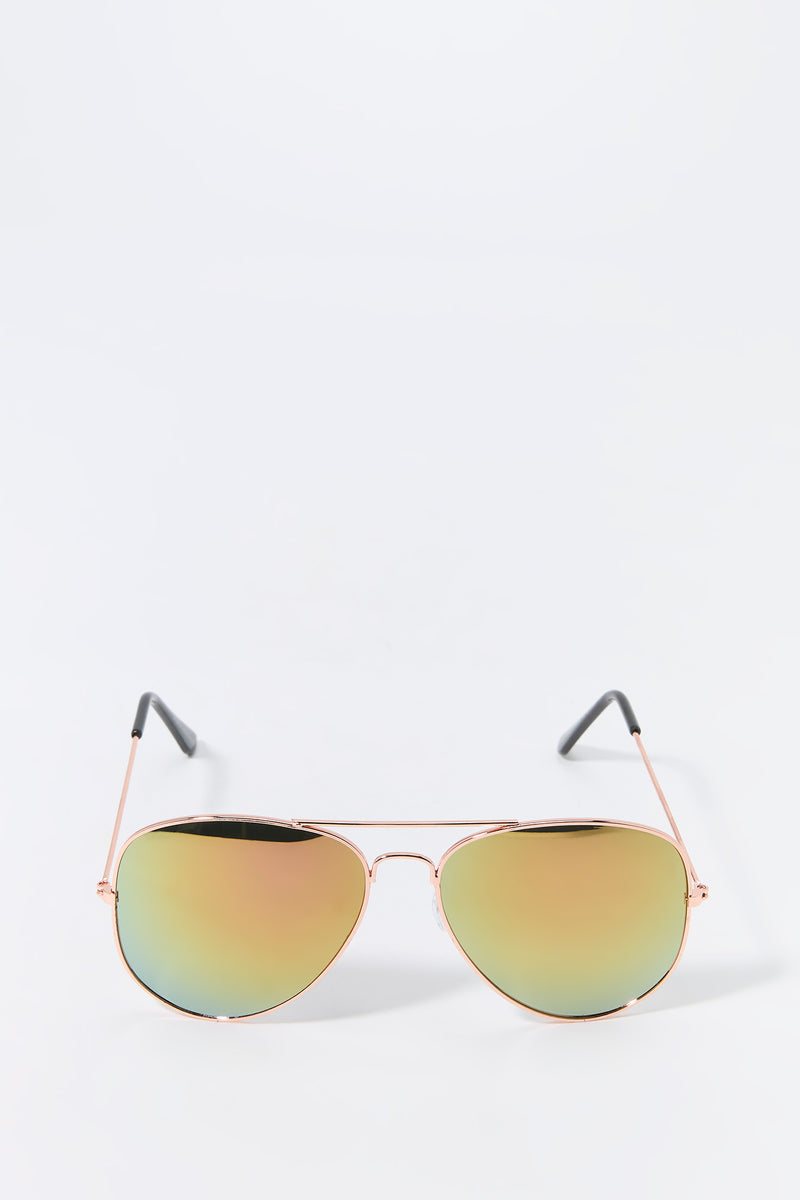 Rose Gold Aviator Sunglasses