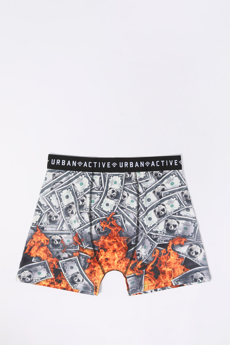 Money Flames Print Boxer Brief