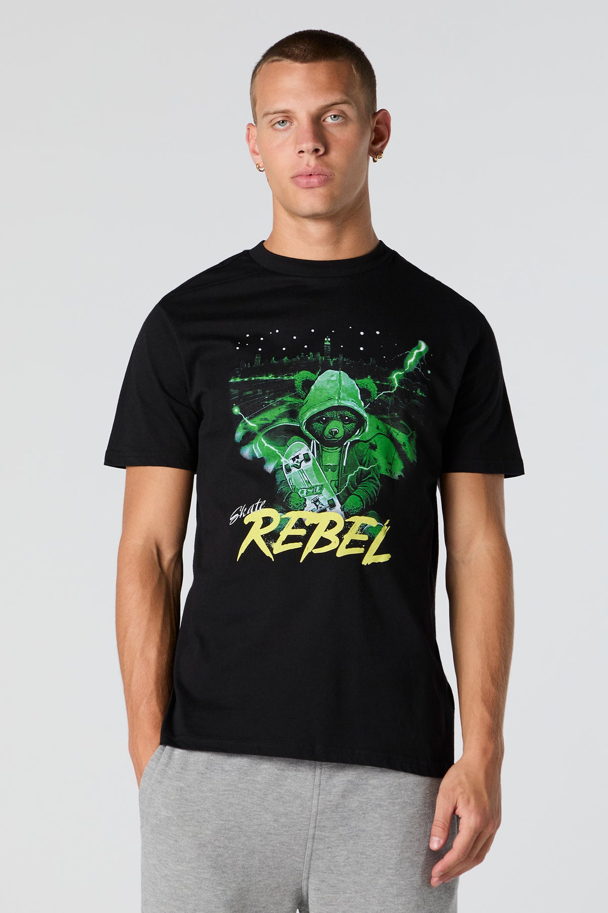 Skate Rebel Bear Graphic T-Shirt