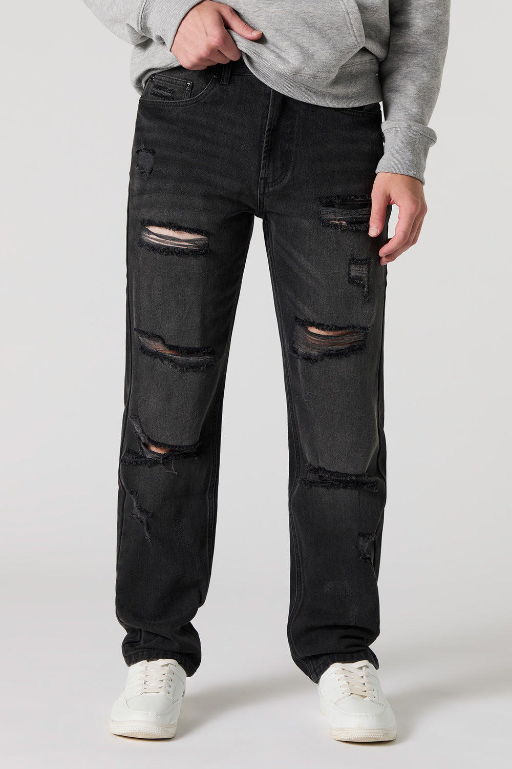 Heavy Distressed Straight Leg Jean Heavy Distressed Straight Leg Jean 2