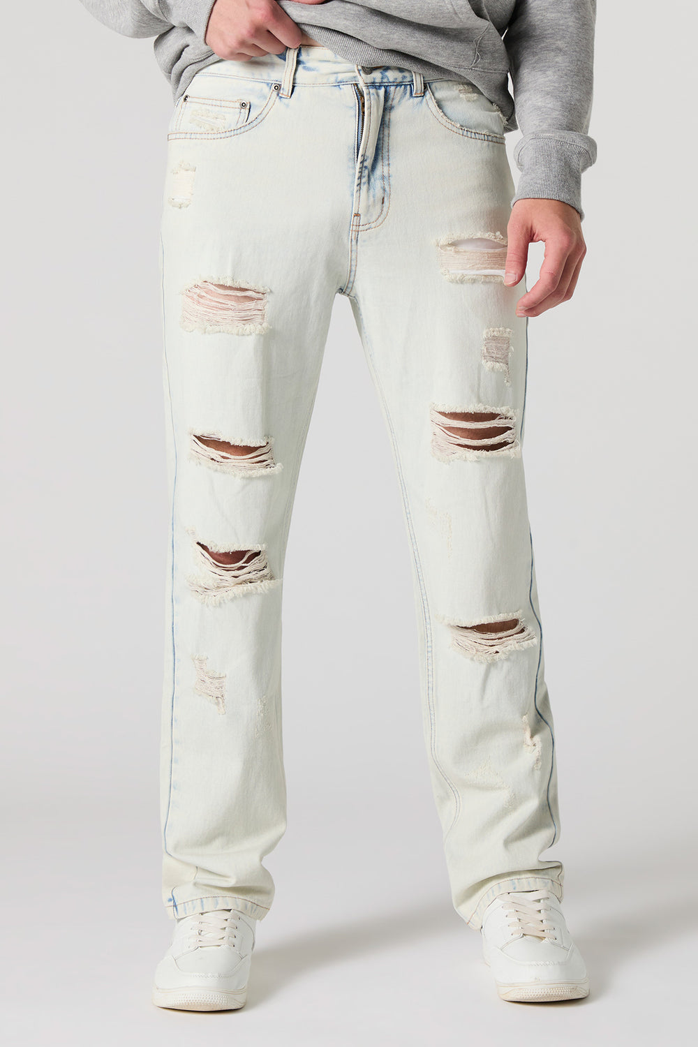 Heavy Distressed Straight Leg Jean Heavy Distressed Straight Leg Jean 6