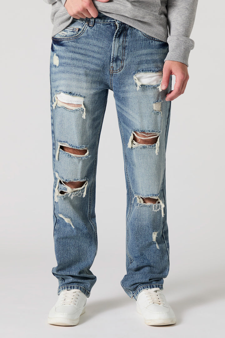 Heavy Distressed Straight Leg Jean