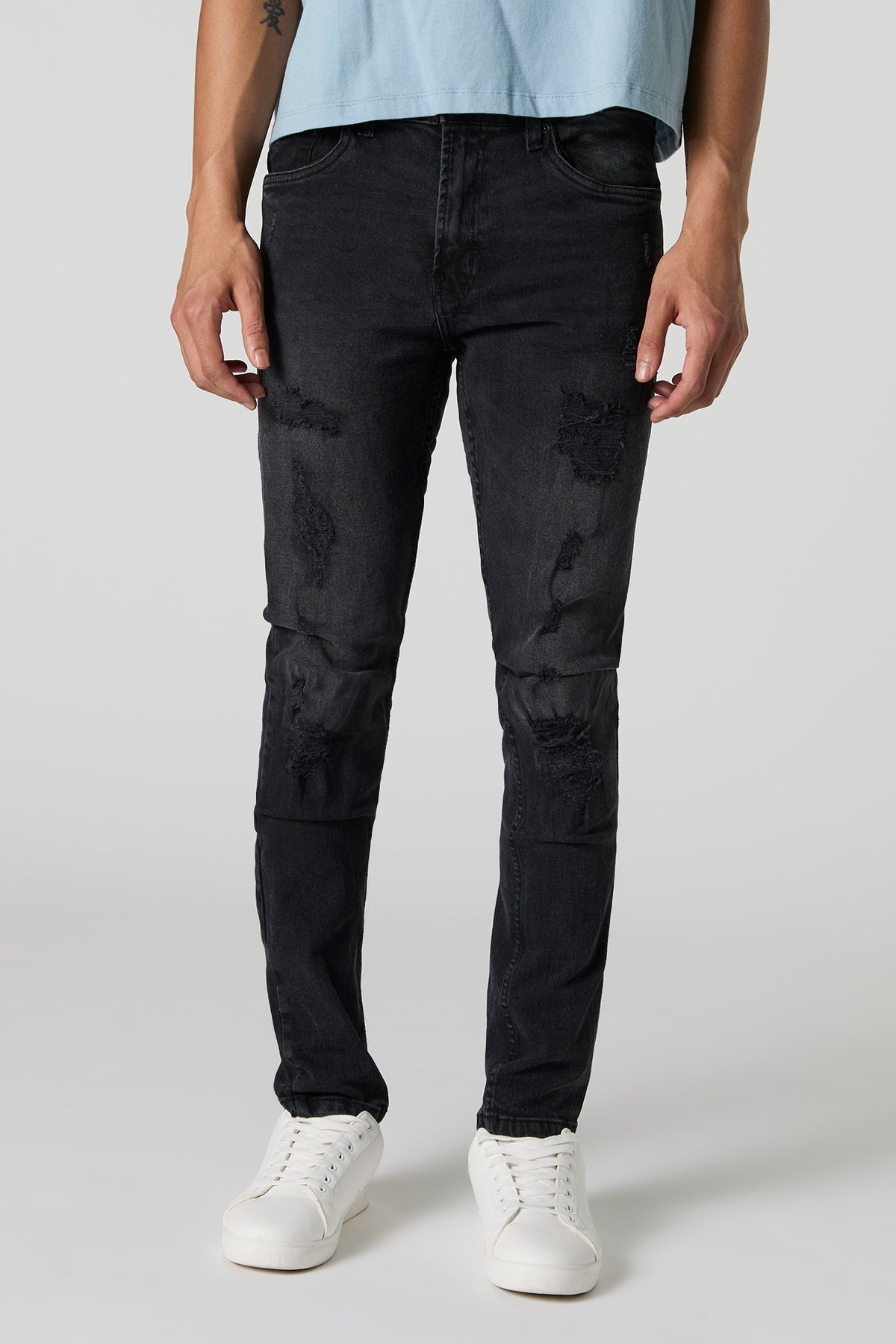 Black Wash Distressed Slim Jean