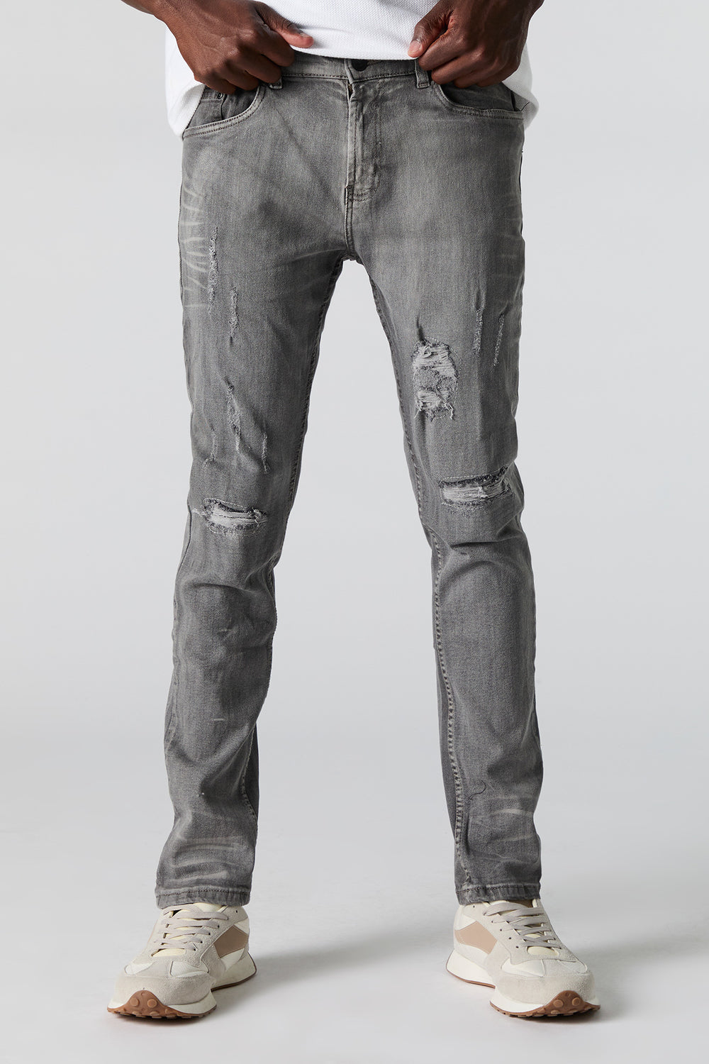 Grey Wash Distressed Slim Jean Grey Wash Distressed Slim Jean 1