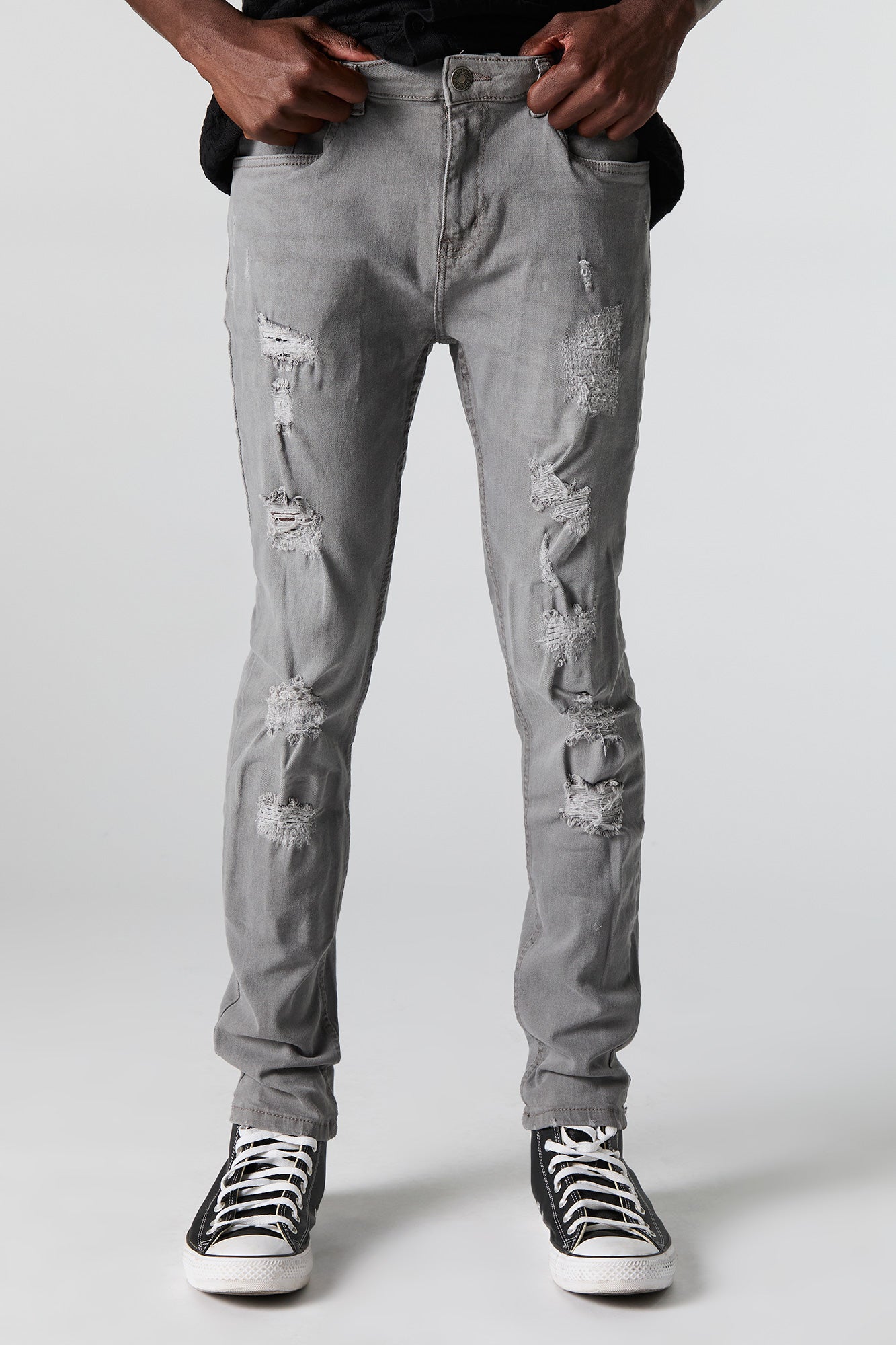 Dark wash distressed skinny jeans fashion