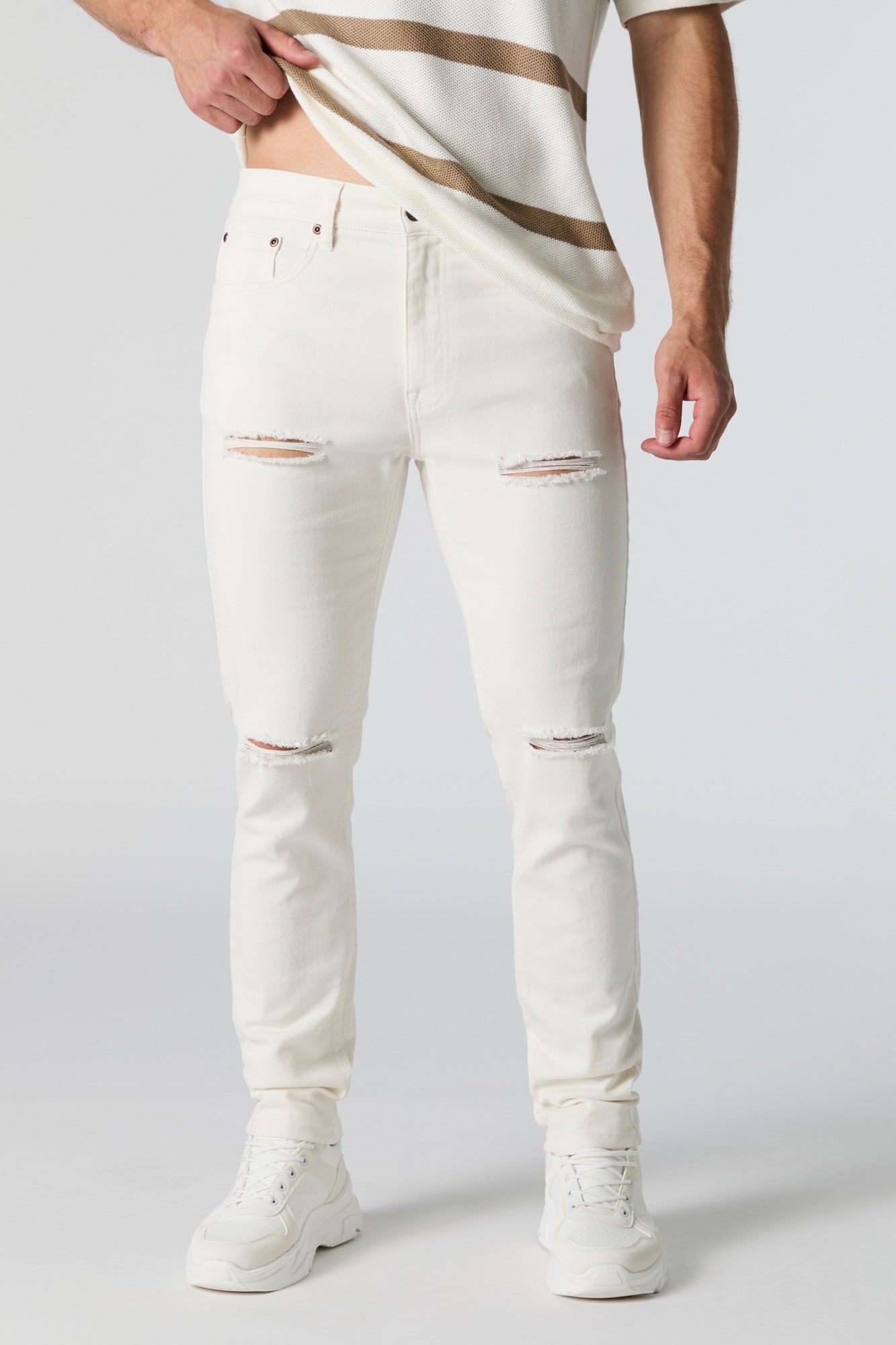 White Wash Distressed Slim Jean