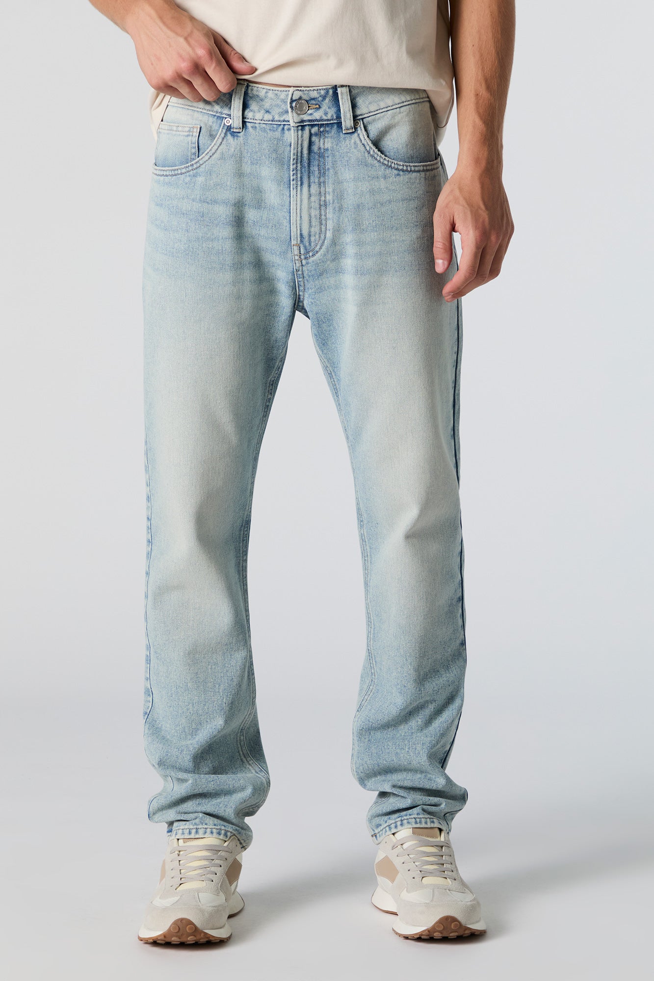 Light Stone Wash Straight Leg Jean