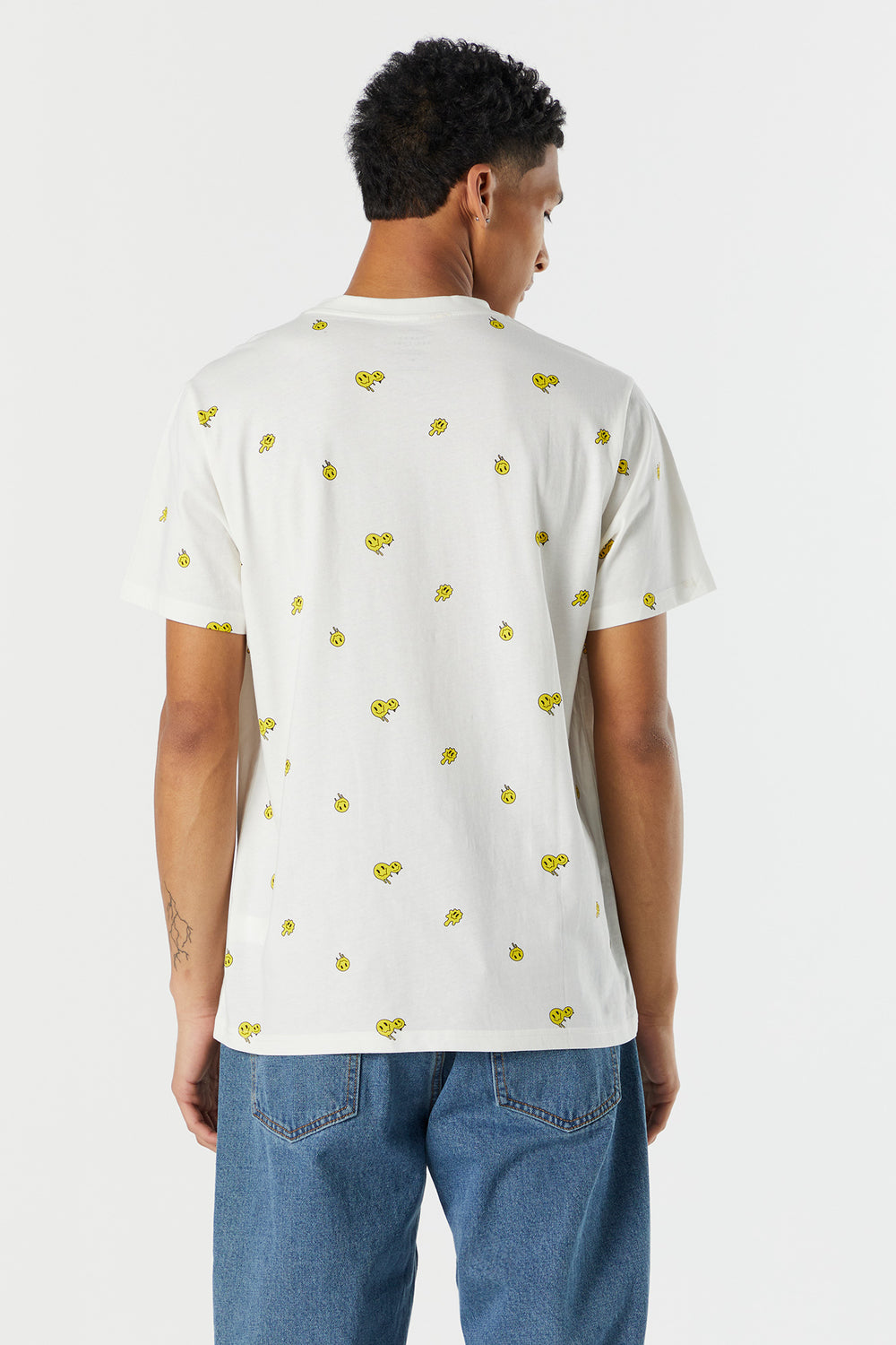 White Smiley Print T-Shirt White Smiley Print T-Shirt 2