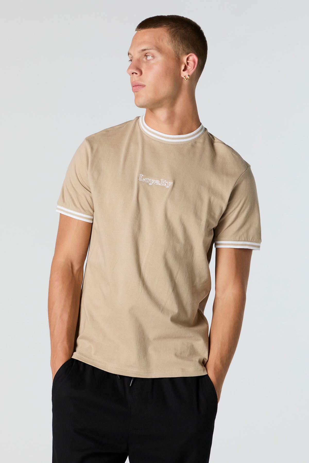 Loyalty Embroidered Contrast Trim T-Shirt