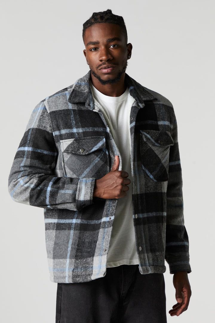 Sherpa Lined Plaid Flannel Shacket