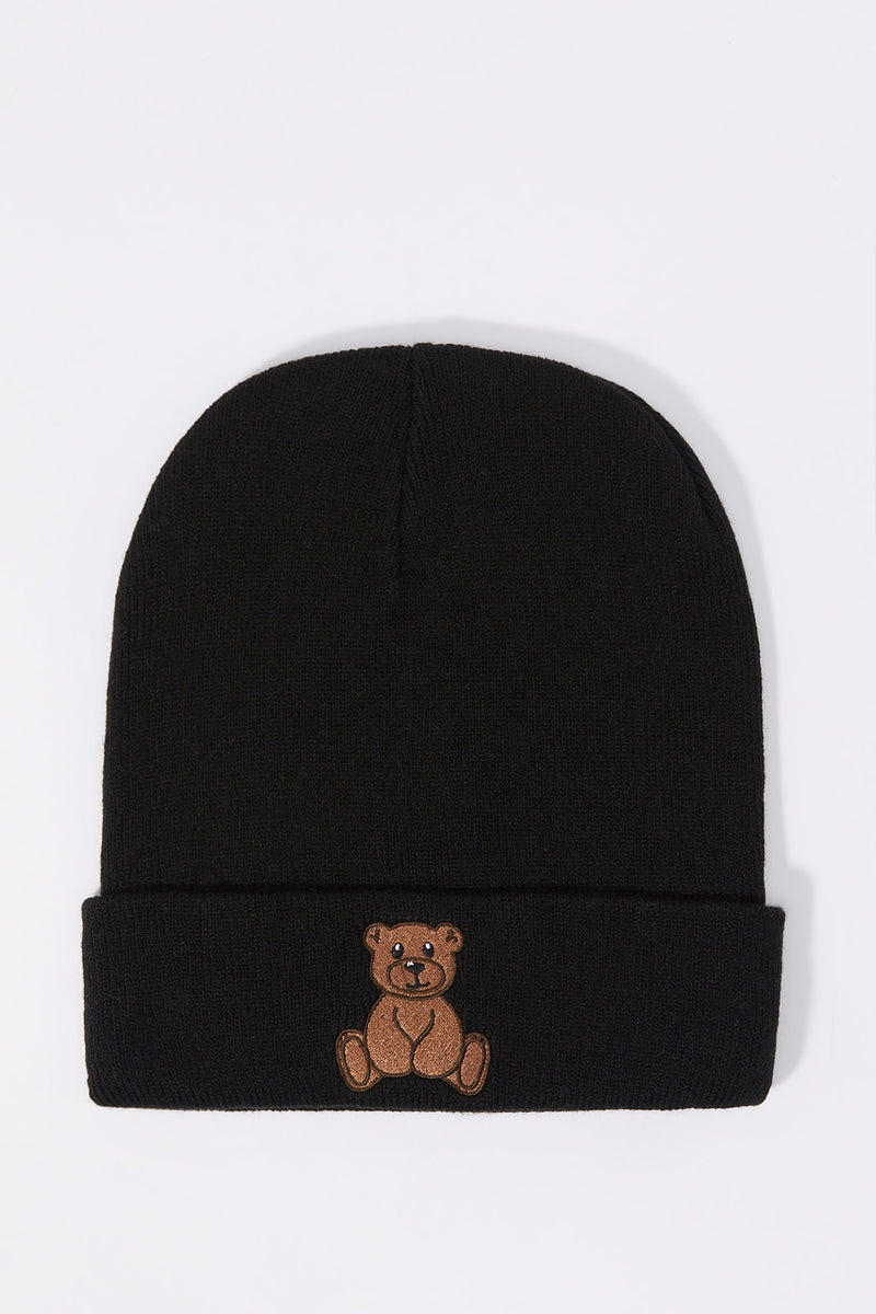 Embroidered Ribbed Knit Beanie