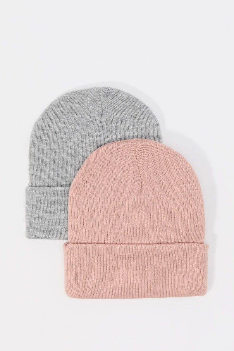 Ribbed Knit Beanie (2 Pack)