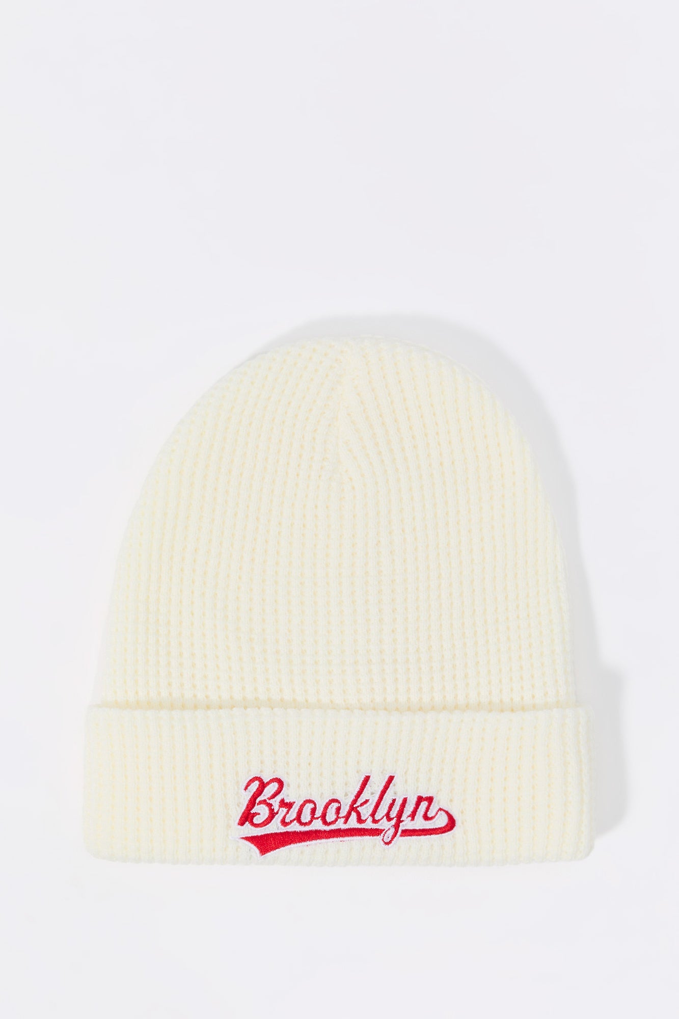 City Embroidered Ribbed Knit Beanie