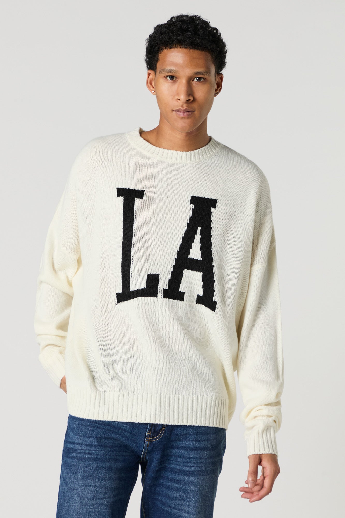 LA Jacquard Knit Relaxed Sweater