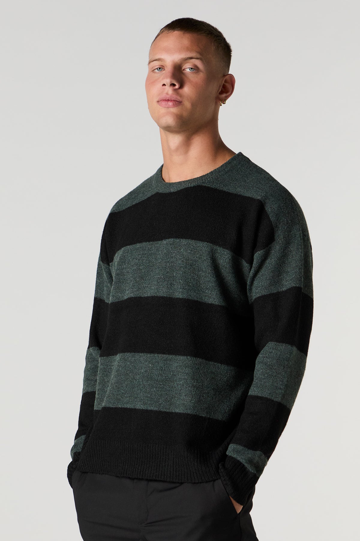 Mossy Wide Striped Relaxed Sweater