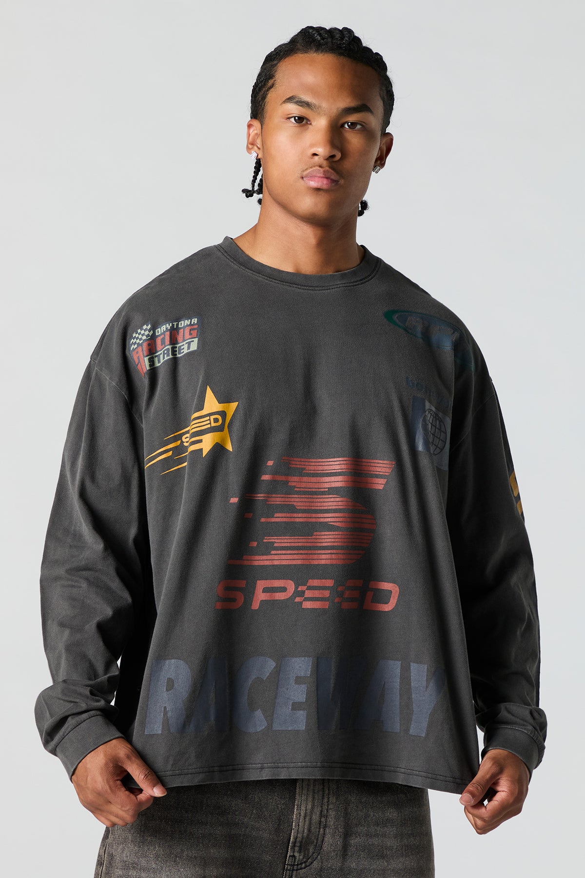 Speed Graphic Washed Long Sleeve Top