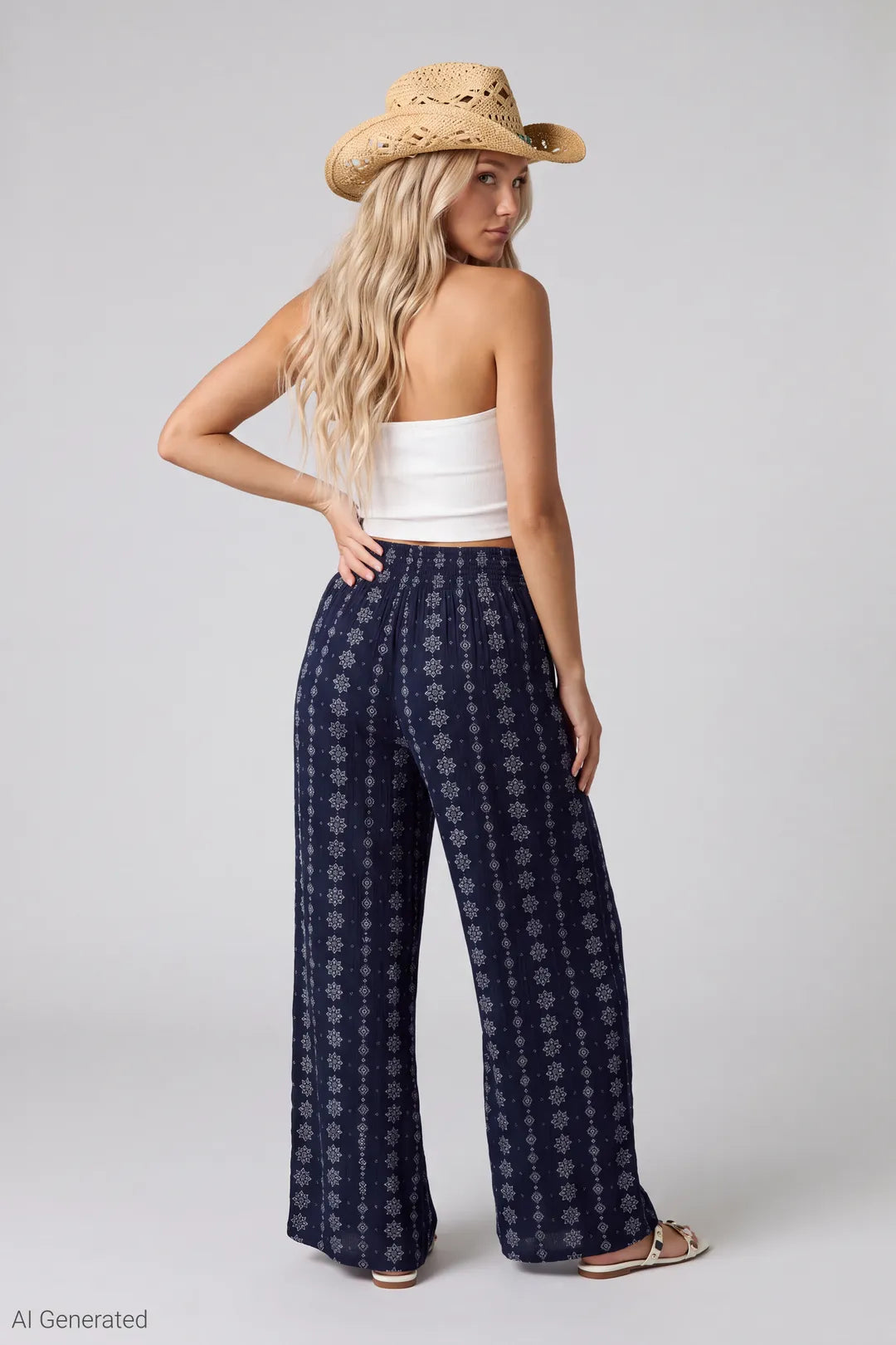Alt View 2. Wrap Palazzo Pant - Navy