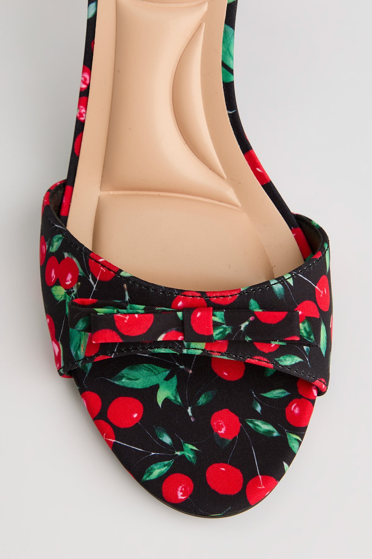 Alt View 3. Cherry Print Stiletto Heel Sandal - Black
