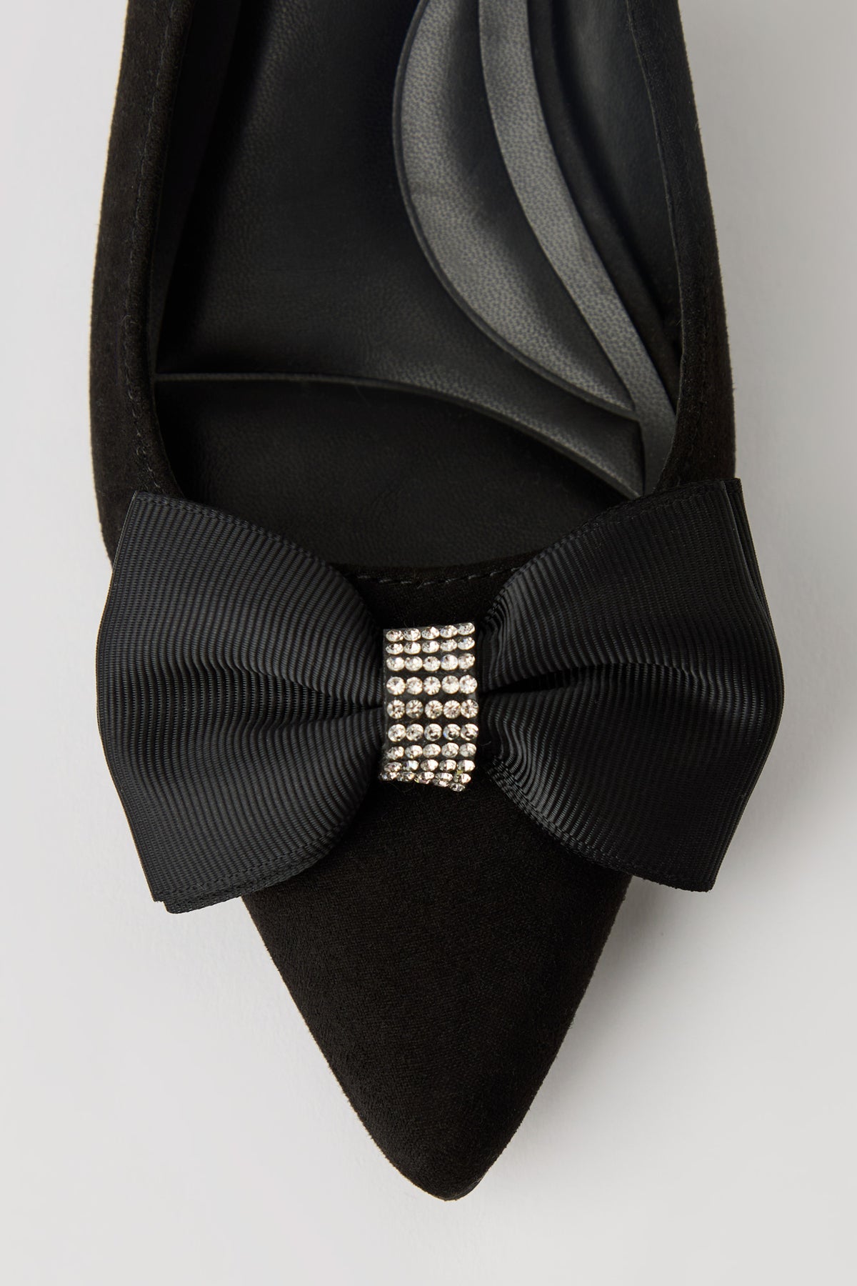 Alt View 2. Rhinestone Bow Kitten Heeled Slingback - Black