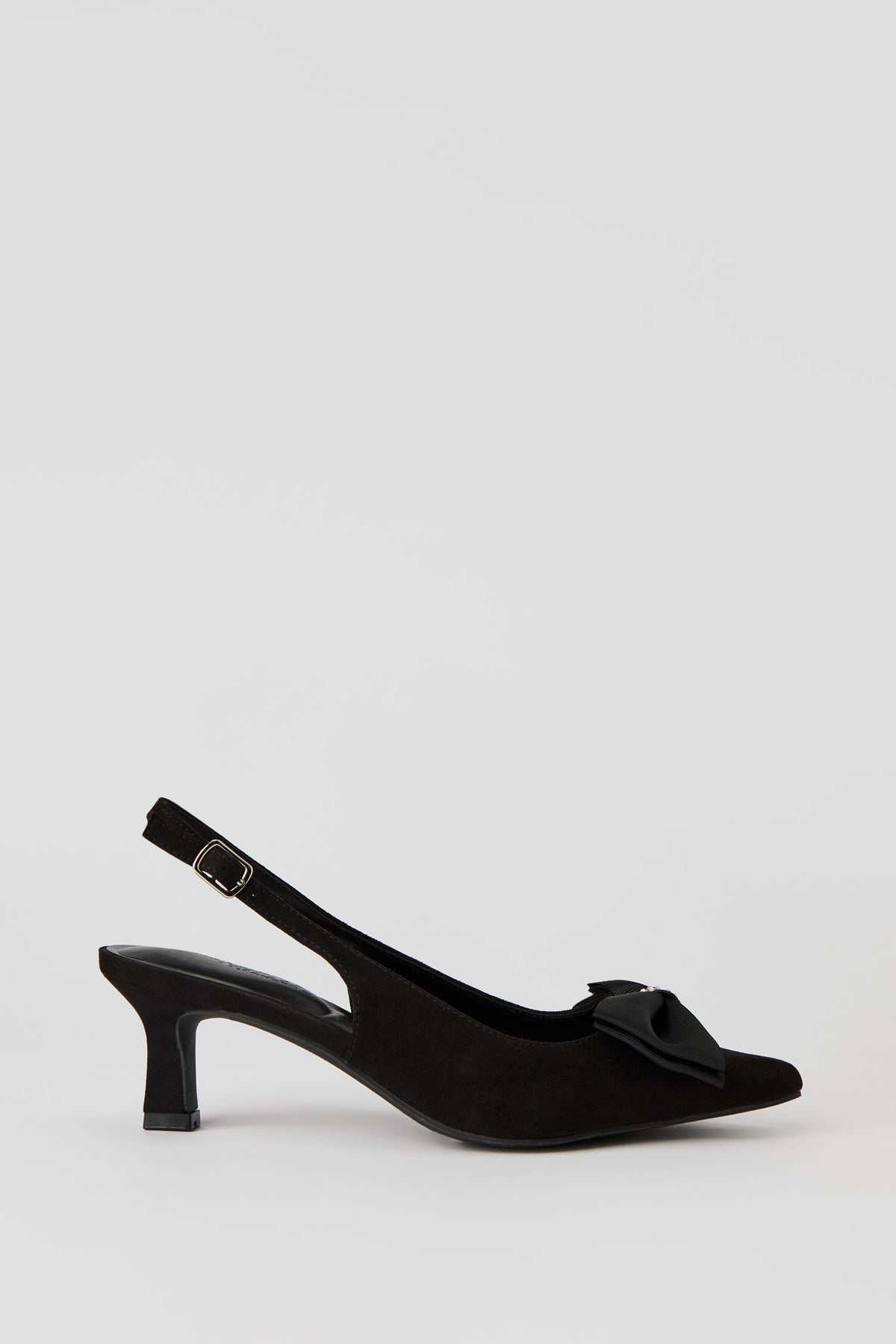 Alt View 3. Rhinestone Bow Kitten Heeled Slingback - Black