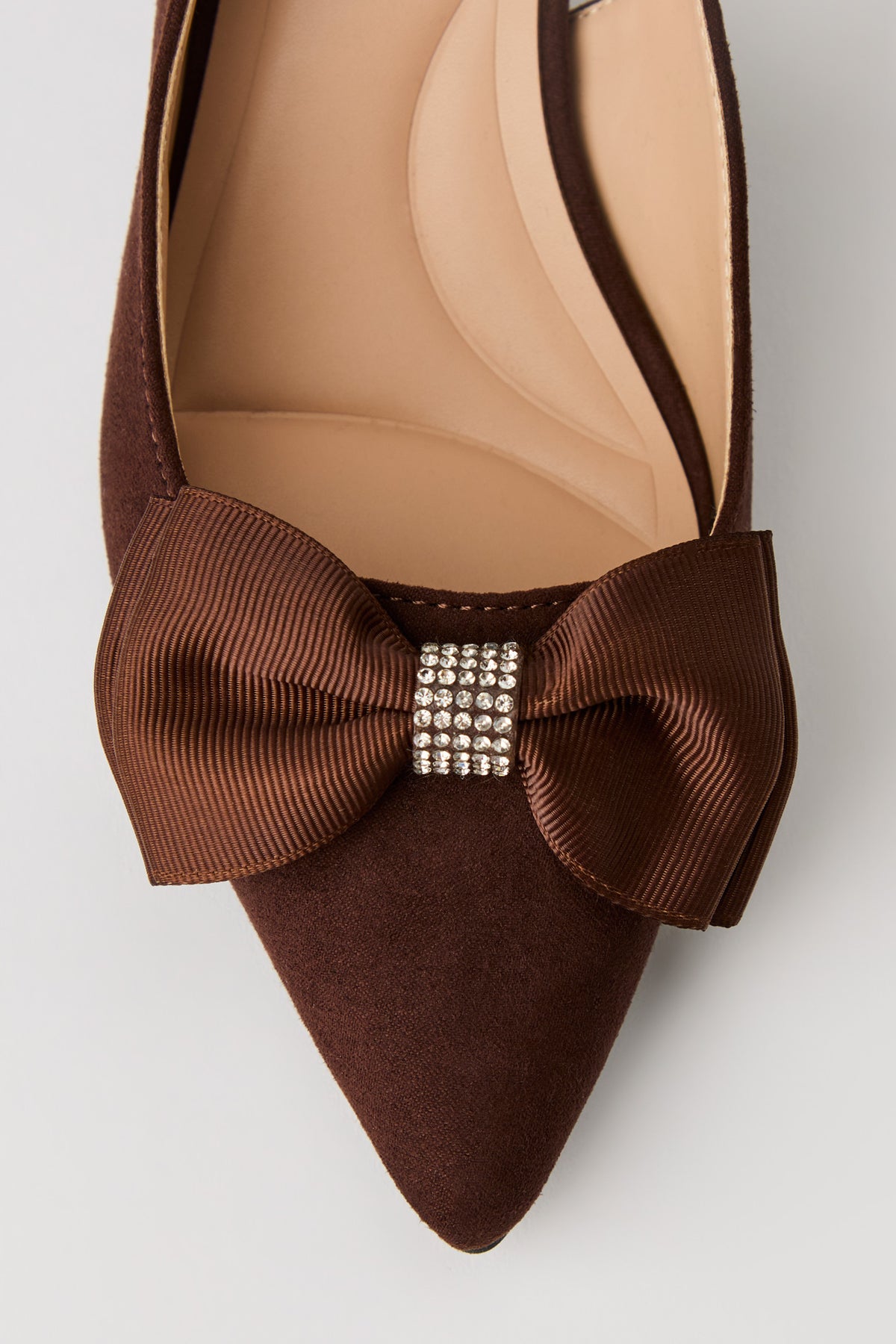 Alt View 3. Rhinestone Bow Kitten Heeled Slingback - Brown