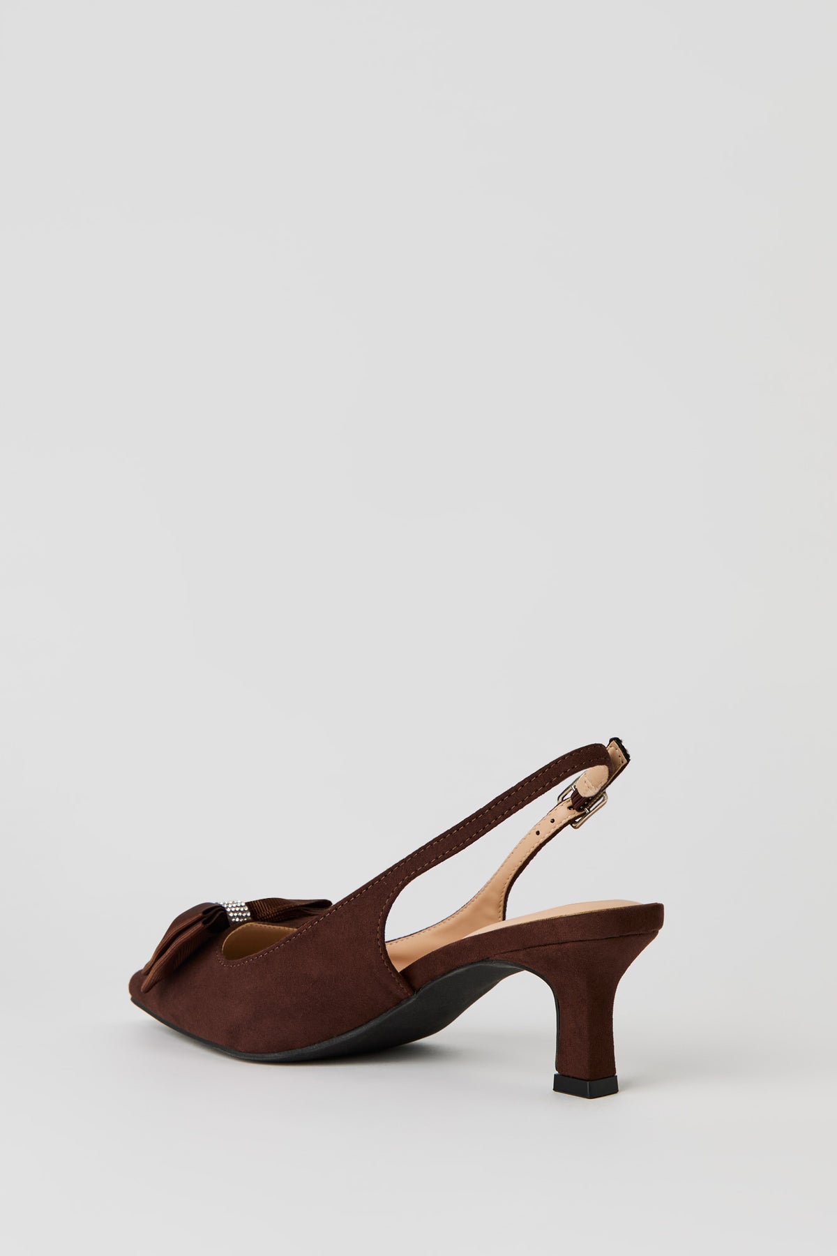 Alt View 4. Rhinestone Bow Kitten Heeled Slingback - Brown