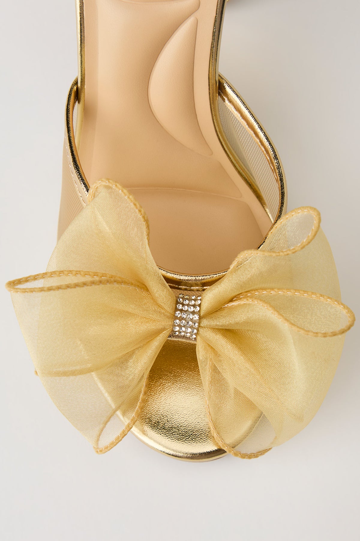 Alt View 3. Mesh Bow Block Heeled Sandal - Gold