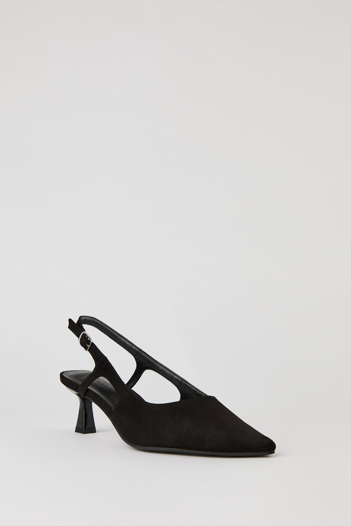 Alt View 2. Pointed Toe Kitten Heeled Slingback - Black