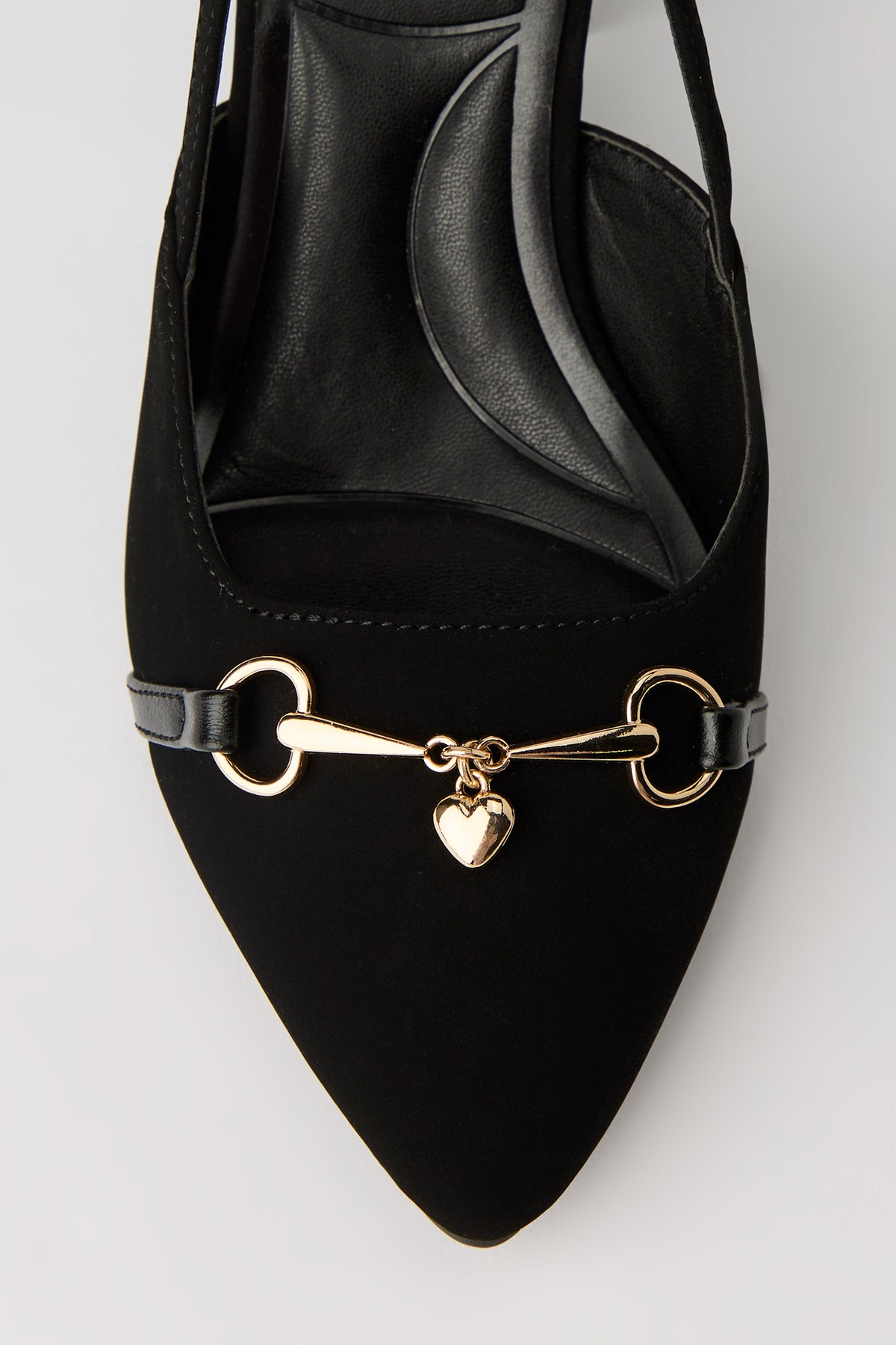 Alt View 3. Metal Buckle Pointed Toe Block Heeled Slingback - Black