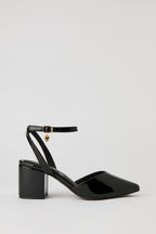 Pointed Toe Ankle Band Block Heeled Sandal