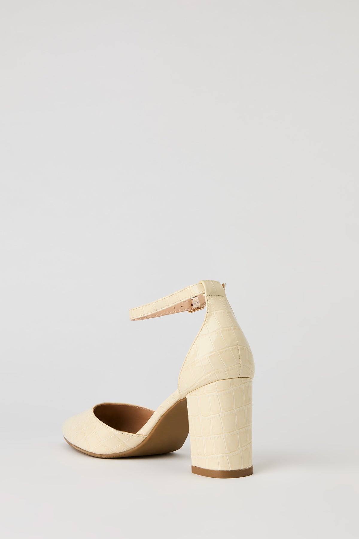 Alt View 4. Faux Crocodile Pointed Toe Block Heeled Sandal - Black