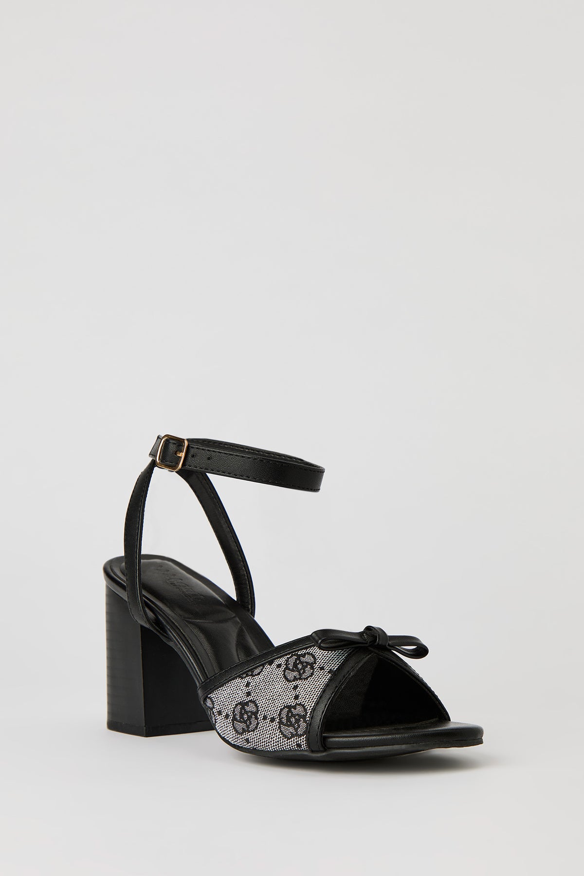 Alt View 2. Bow Ankle Band Block Heeled Sandal - Black