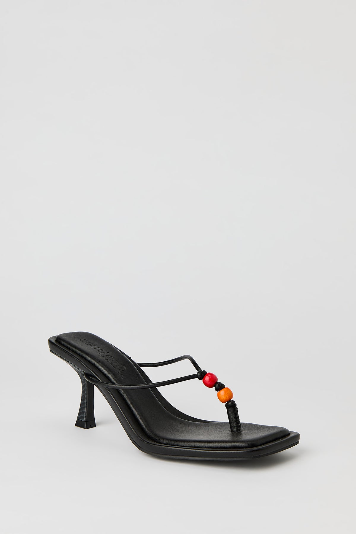 Alt View 3. Beaded Thong Stiletto Heeled Sandal - Black