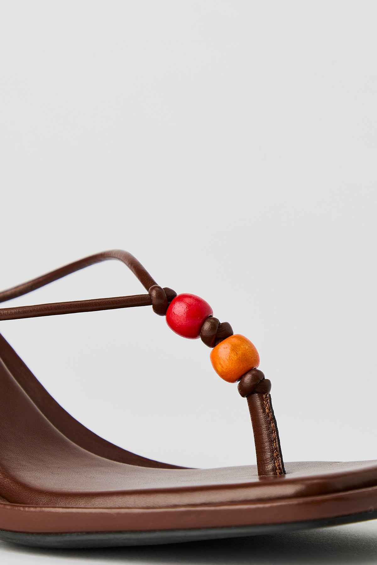 Alt View 3. Beaded Thong Stiletto Heeled Sandal - Brown
