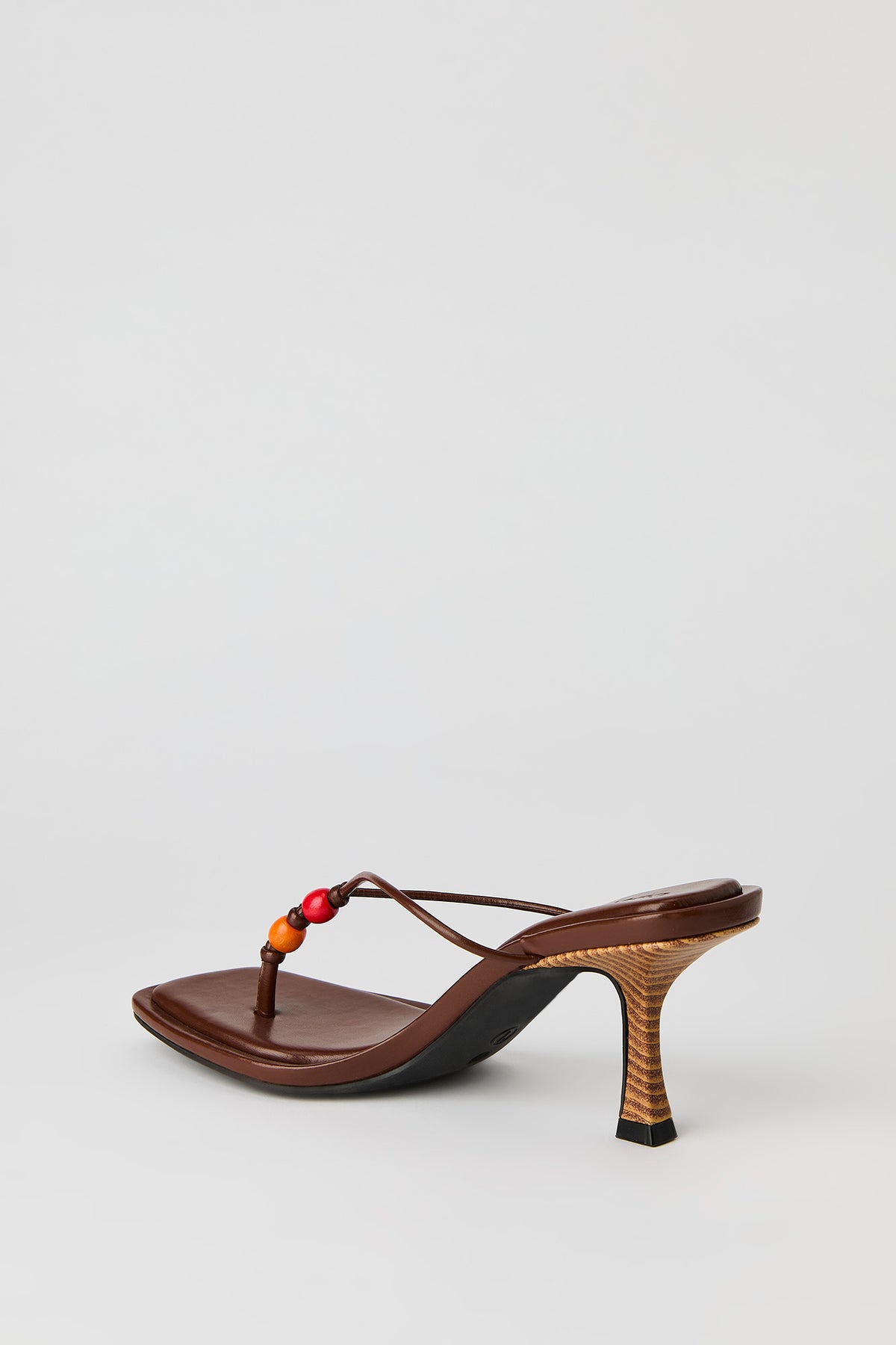 Alt View 4. Beaded Thong Stiletto Heeled Sandal - Brown